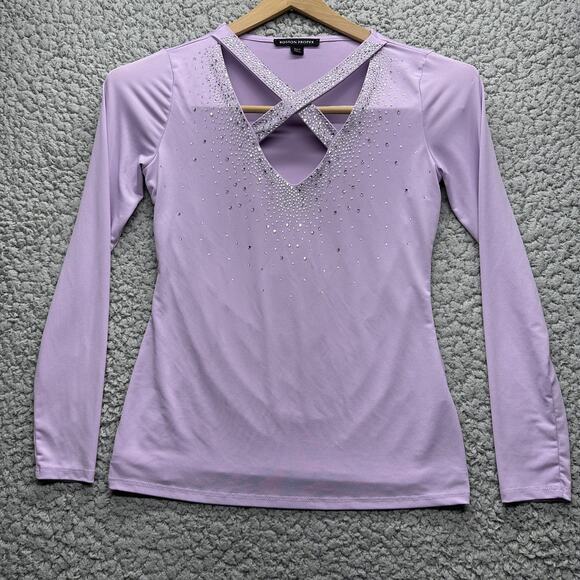 Boston Proper Embellished Strappy Keyhole Top Womens Small Lavender Purple - Picture 1 of 9